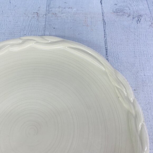 Tracy OCTAVIA HILL Solid Cream Twisted Rope Edge Ceramic 8" Salad Plates Set 4 - Picture 13 of 16